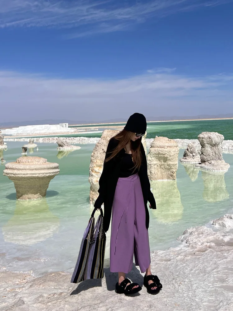 

Брюки LADYC Gentle College с высокой талией, широкими штанинами, длиной в пол, свободного кроя, универсальные, с эффектом похудения, осенняя новинка