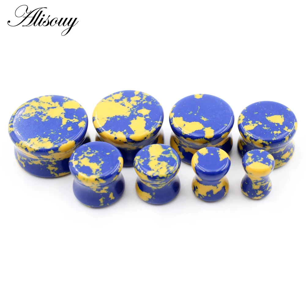 2pcs 6-20mm Stone Ear Plugs Tunnels Flesh Double Flare Piercing Oreja Gauges Earrings Helix Lobe Stretcher Expander Body Jewelry