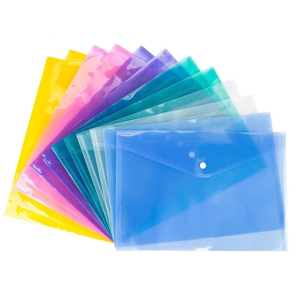 3Pcs/set A4 Folders File Bag Transparent Document Holder Bags Folders Filing Paper Archives Storage Bag Office School Supplies