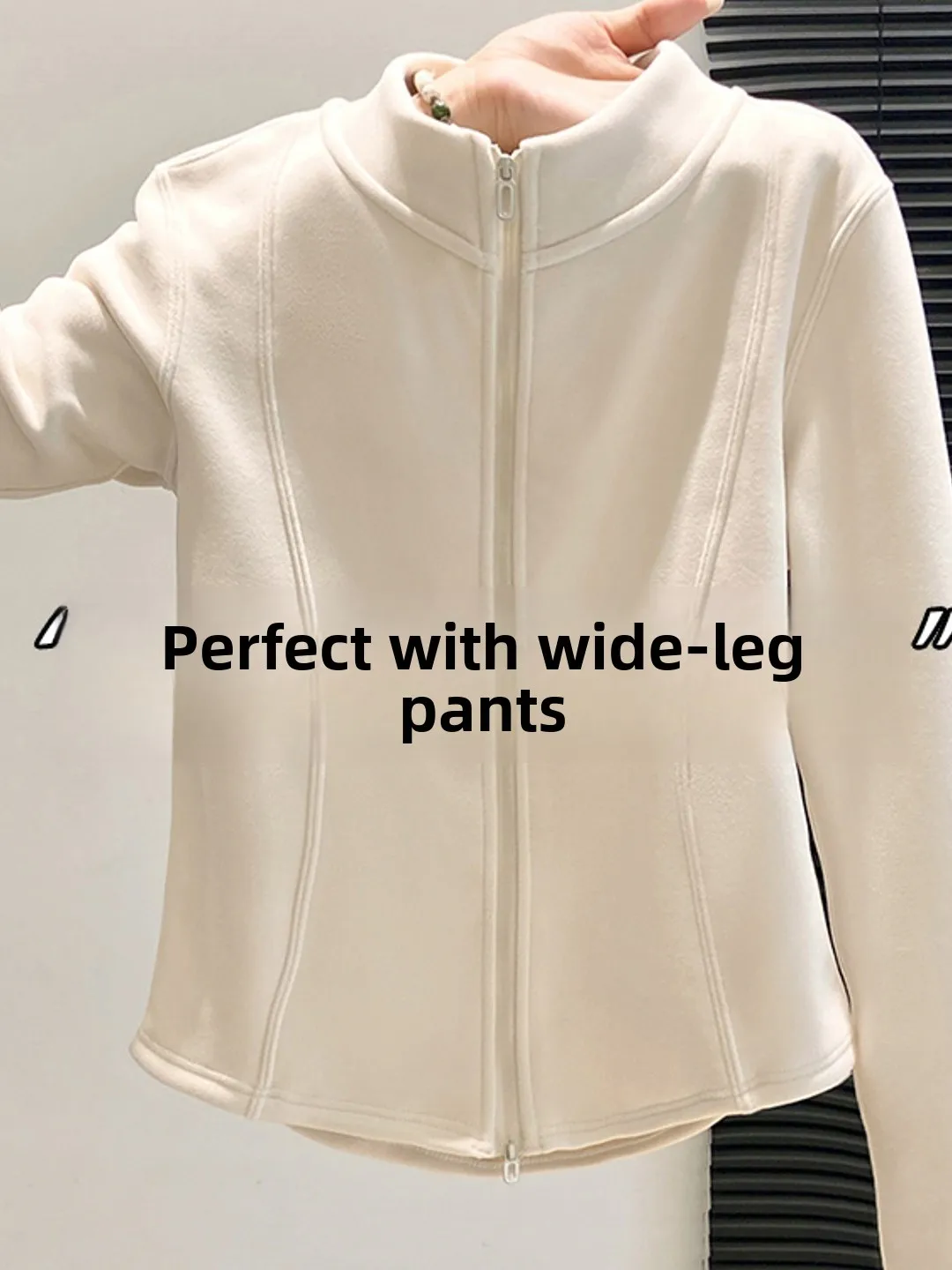 Stylish Thickened Stand Collar Zipper Cardigan Warm Versatile Sweatshirt Jacket Autumn Winter New Arrival High End Feeling Wo...