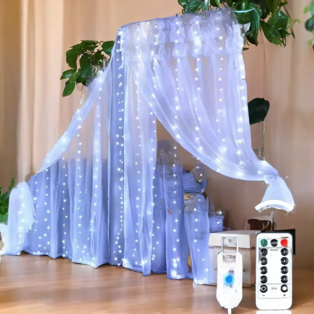 Elevate Your Seasonal Decor with Enchanting Festive Fairy Light Curtain String Lights - Remote Control, USB Powered with 8 Stunn