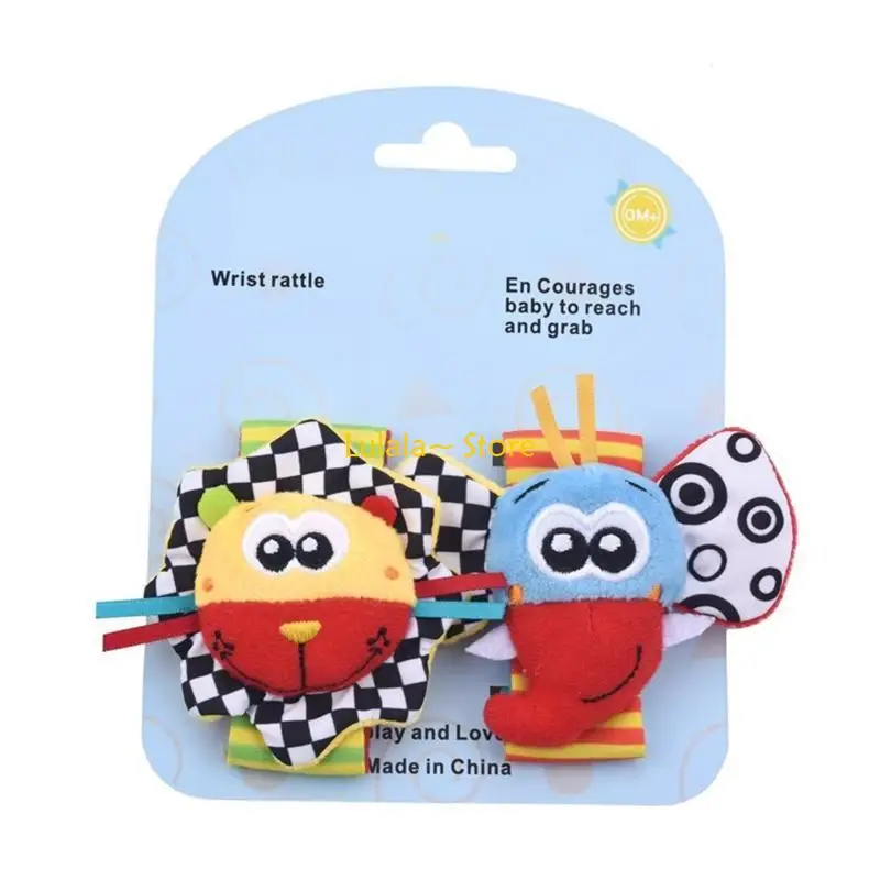 Y4QA 2PCSベビー感覚おもちゃハンドベルラトル漫画リストアームアームバンド3M/6の幼児用