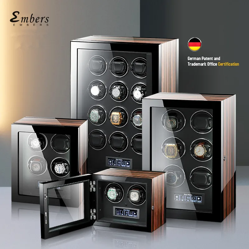 Automatic Watch Winder 9-Watch Storage Box with LED Display Smart Watch Collection Wood Lock Durable