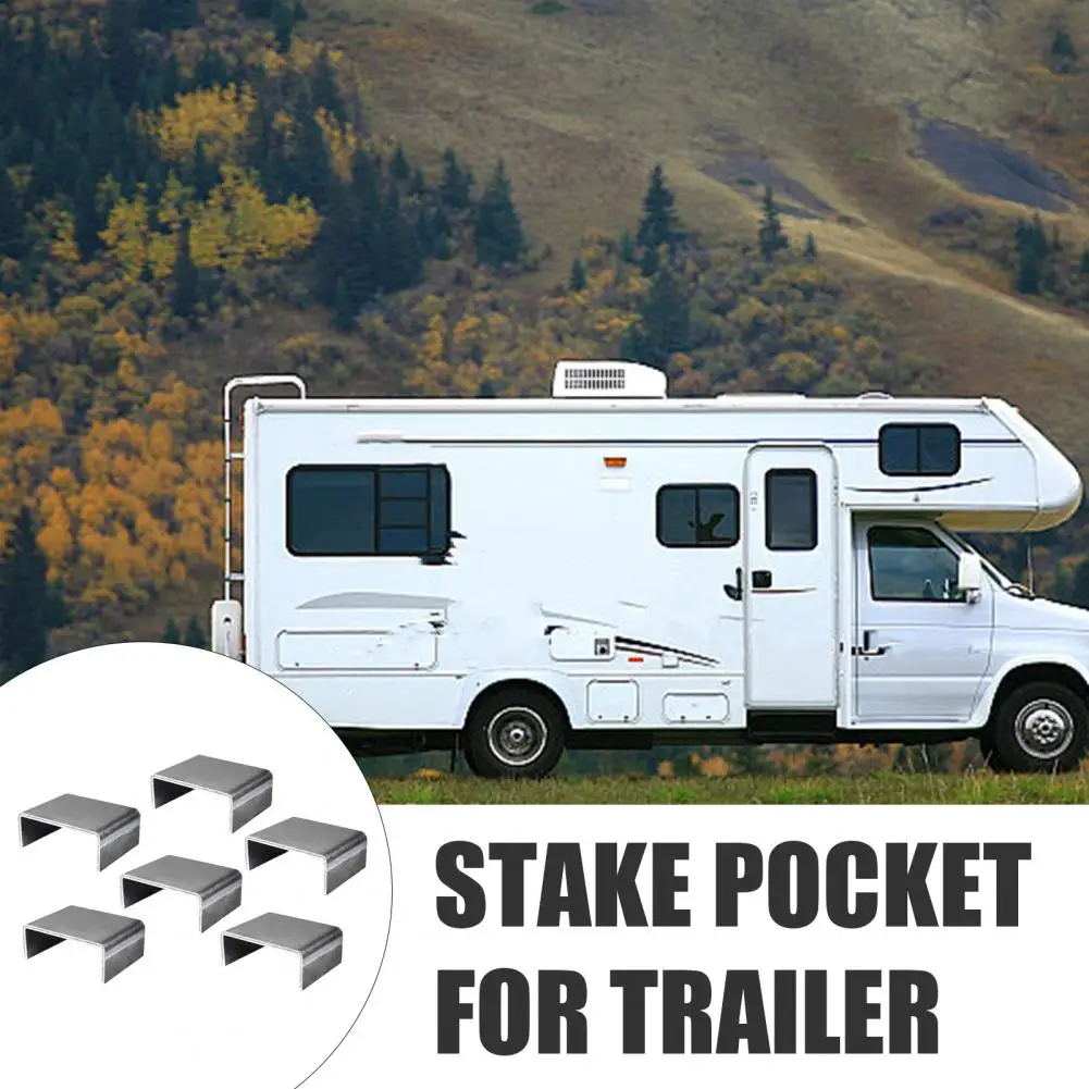 Trailer Railing Anchors 6pcs Heavy Duty Steel Weld-on Stake Pockets Trailer Cargo Mounting Brackets for Utility for Trailer