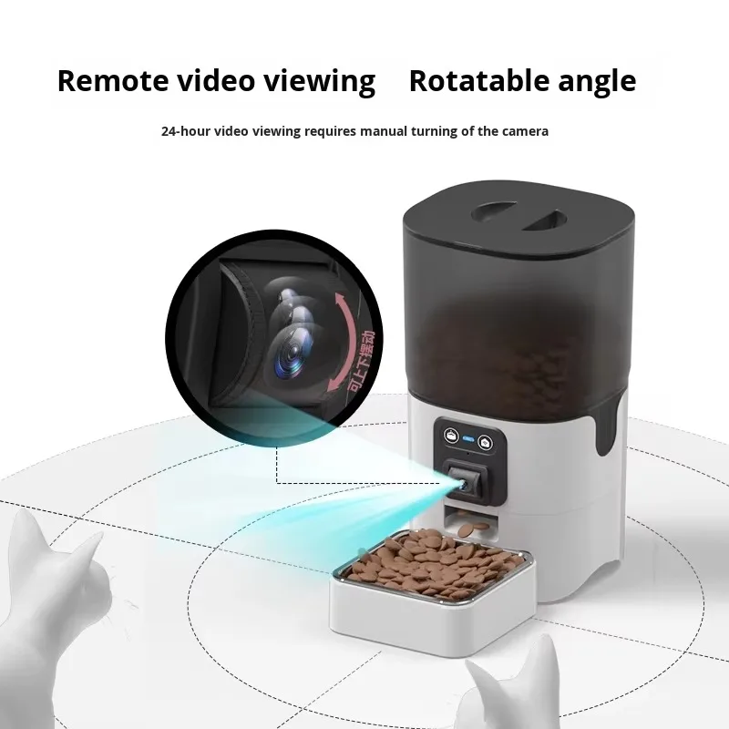 6L rotatable high definition camera intelligent automatic pet dog food dispenser detachable dry food feeding timer