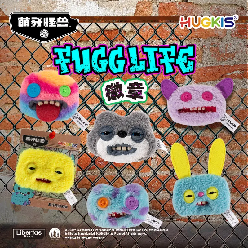 【En stock】HUGKIS X Fuggler Broche de peluche oficial y genuino de monstruo dental lindo, accesorio decorativo de dibujos animados, pin de moda para ropa