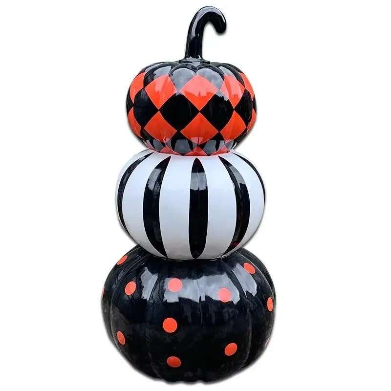 Large Outdoor Halloween Pumpkin Ornament Fiberglass Resin Sculpture Simulation Model for Theme Park Landscape Decoration