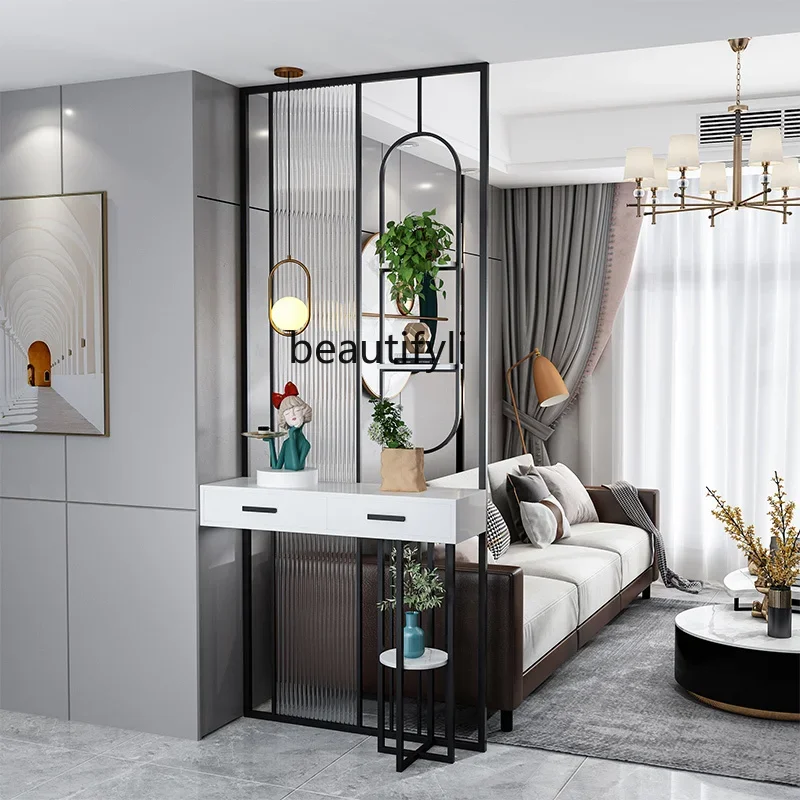 

A55 Light luxury home screen partition, simple Changhong glass entrance cabinet decorative special-shaped storage