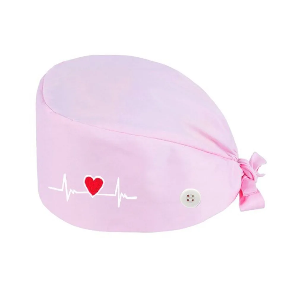 Fashion Cotton Operating Room Hat Printed Dustproof Beauty Work Hats Solid Color Embroidered Lab Nursing Scrubs Cap