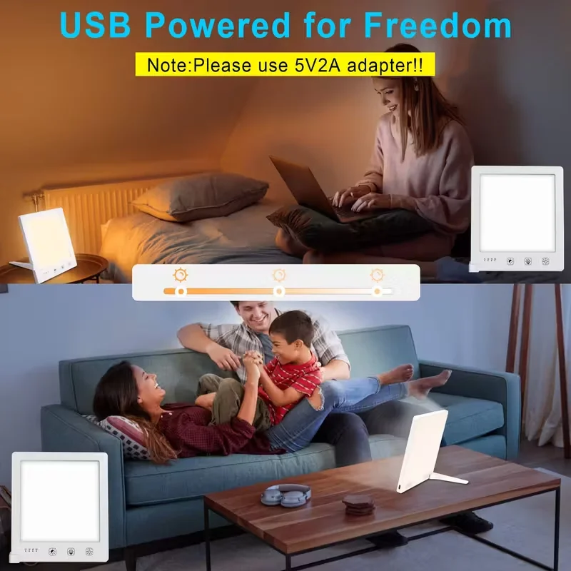 1 مصباح ضوء النهار LED مع حامل قابل للتعديل، ضوء استرخاء رفيع للغاية خالي من الأشعة فوق البنفسجية 10000 لوكس، ملحق ضوء الشتاء الطبيعي للمنزل #2