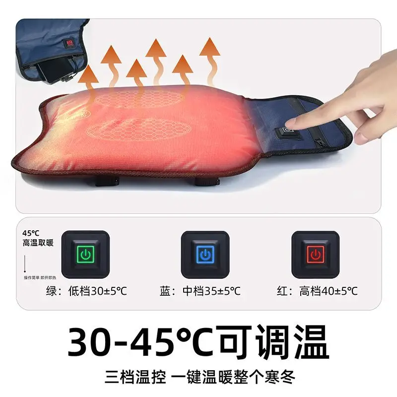 Winter Electric Heated Motorcycle Seat Cushion, Shock‑Absorbing Waterproof Warm Seat Cover for Electric Scooter Delivery Rider