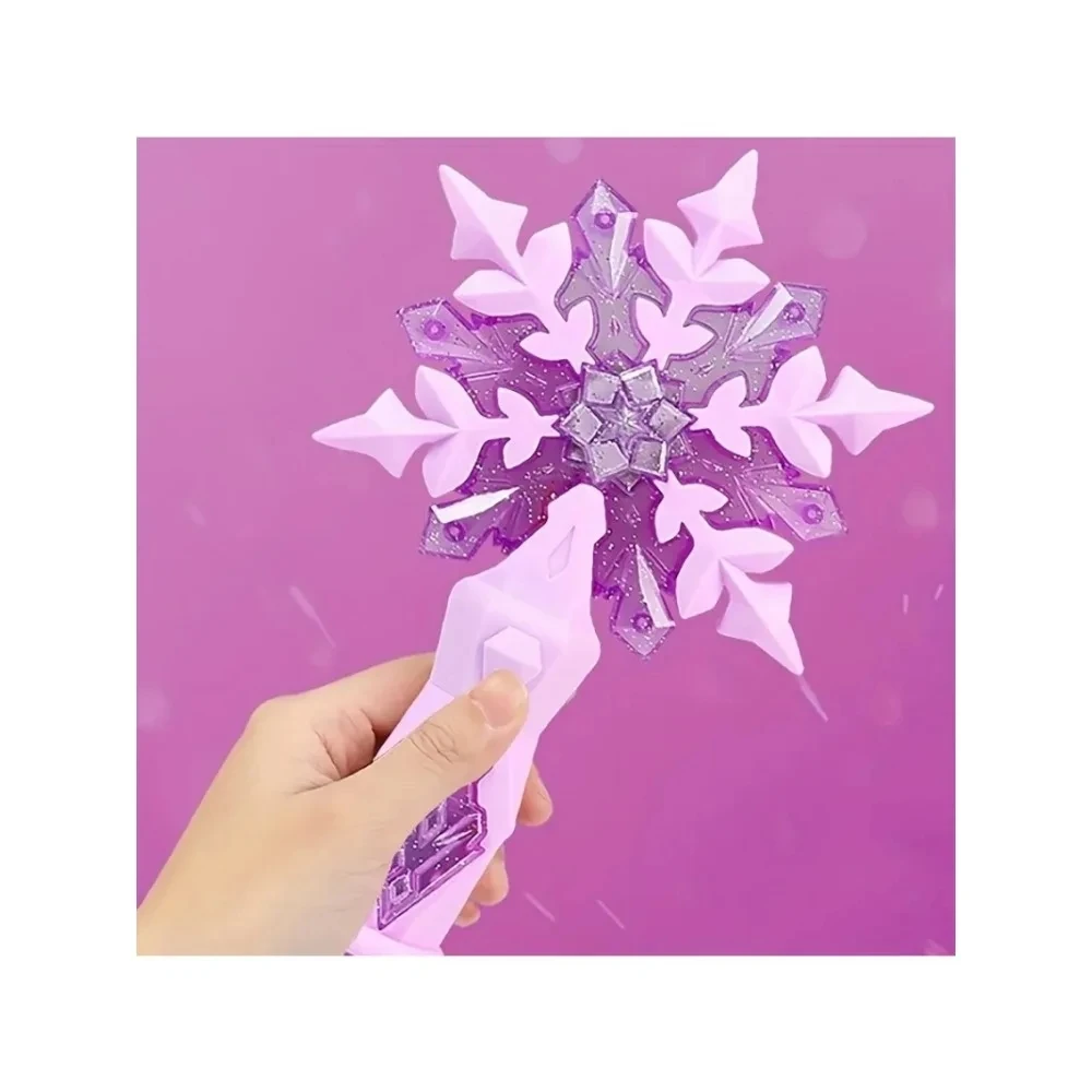 Varita de Nieve QPrincess, Juguete de Hadas para Niñas, Varitas Luminosas, Juguetes de Navidad y Halloween para Niños, Varitas con Luz y Sonido de Copo de Nieve, Disfraz Infantil