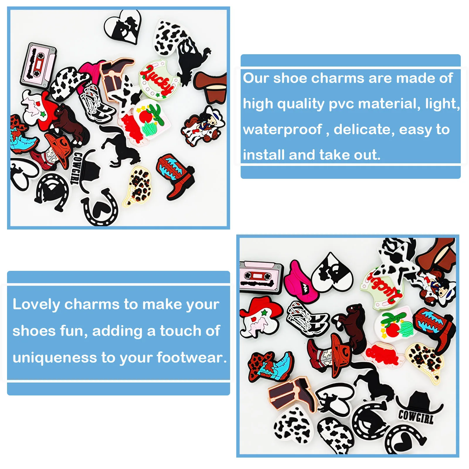 26Pcs CowGirl Theme Decorations Charms for Crocs Bubble Slides Sandals, PVC Shoe Accessories for Birthday Gift image 6