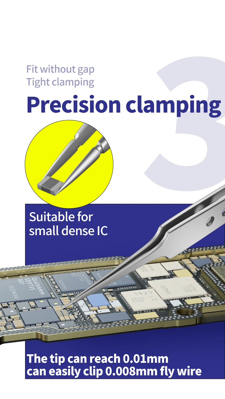 MECHANIC KA-14 High Hardness Anti-Magnetic 0.01mm special tip Tweezers For Phone Repair Fly Wire BGA Clamping precise Tools