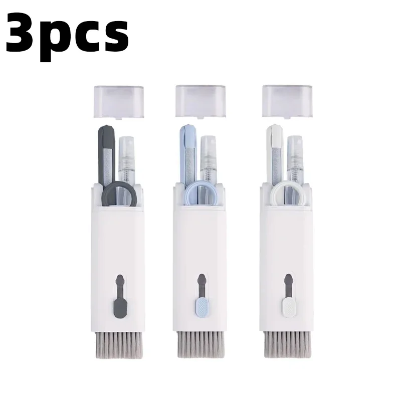 مجموعة فرش تنظيف لوحة مفاتيح الكمبيوتر 7 في 1، قلم تنظيف لسماعات الرأس وأدوات تنظيف الهاتف ومجموعة أدوات سحب غطاء المفاتيح