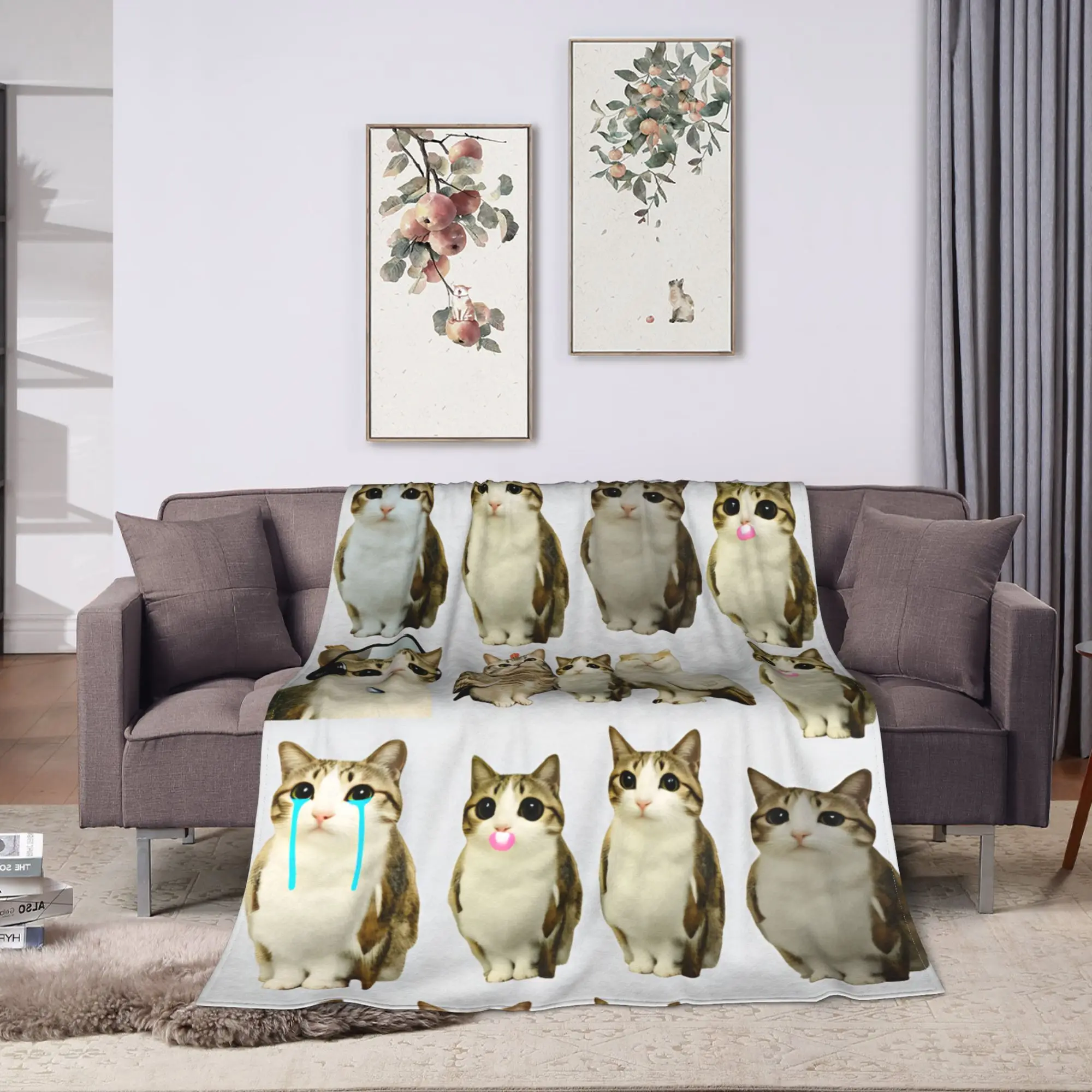Warm Soft Throw Blanket Travel Office Meowl Cat Meme Pack Blanket  Flannel Bedspread For Couch Chair Novelty Sofa Bed Cover