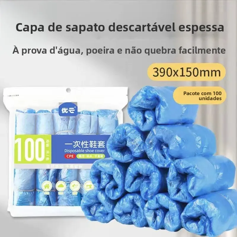 使い捨て厚手室内靴カバー-防水防塵滑り止め耐摩耗性cpeプラスチックブーツ-家庭用靴カバー