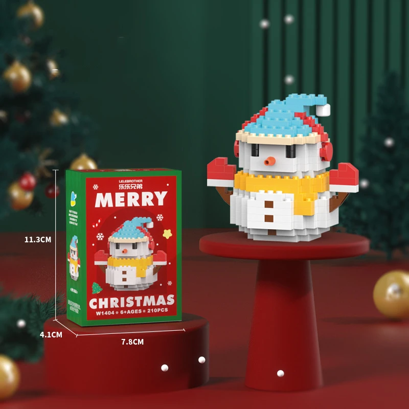 2pcs Santa Claus Figure Micro Building Block DIY Reindeer Puzzle Christmas Ornament Xmas Tree Christmas Gifts Assembling Bricks