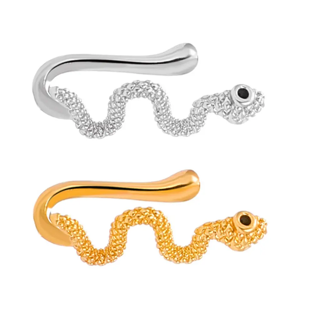 2 Pcs Clip on Cuff Earrings Cute Nose Hoops Stud for Women Fake Jewelry False Peircing view 2