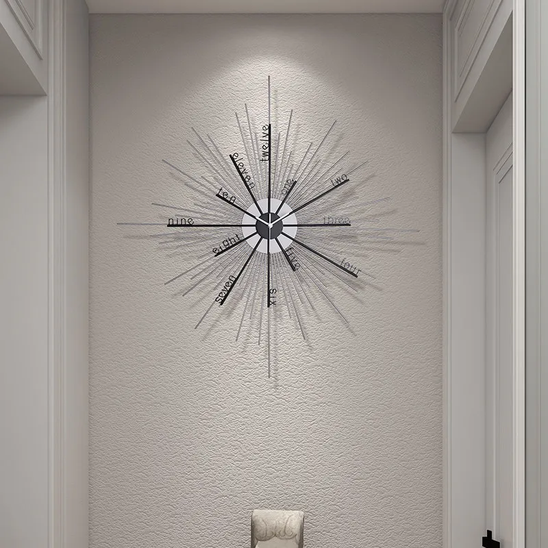 

Nordic Metal Number Wall Clock Round Classic Restaurant Silent Big Wall Clocks Aesthetics Art Living Room Clock Room Decoration