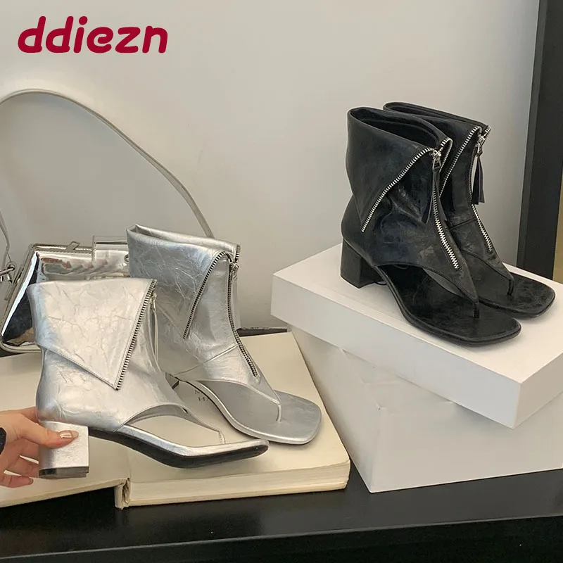 

Модная обувь на молнии, босоножки на каблуке, ботильоны для женщин, шлепанцы, женские сандалии с открытым носком, ботильоны на каблуке, обувь