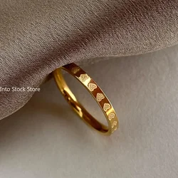 Goldener Edelstahl 2mm Herz ringe Frauen Größe 5/6/7/8/# dünner Fingerring Ehering Verlobung schmuck Freundin Geschenk