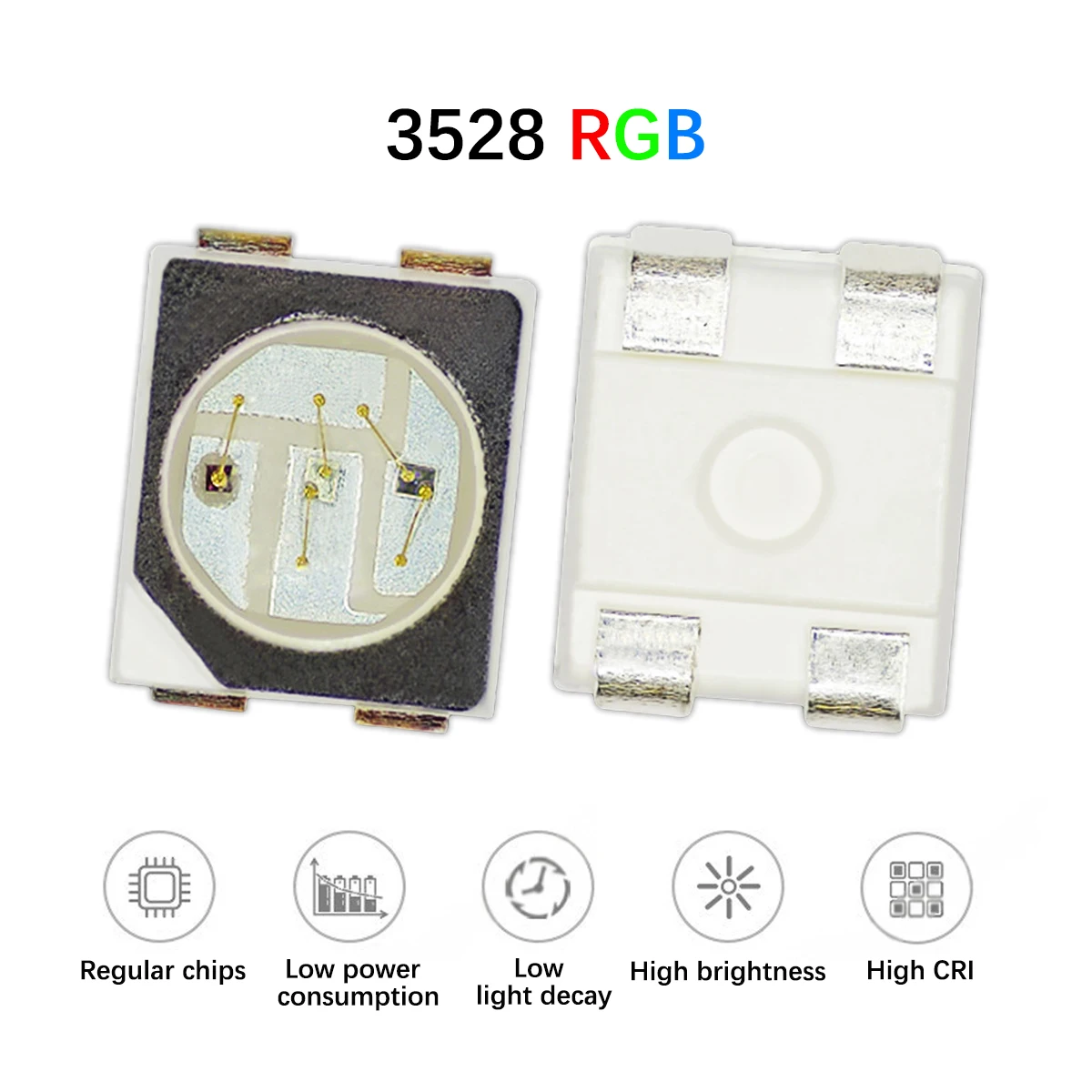 Transparent Black Lens 3528RGB/1210RGB SMD LED, CA/CC, Frosted Diffused Full Color RGB Tri-Color for LED Lighting