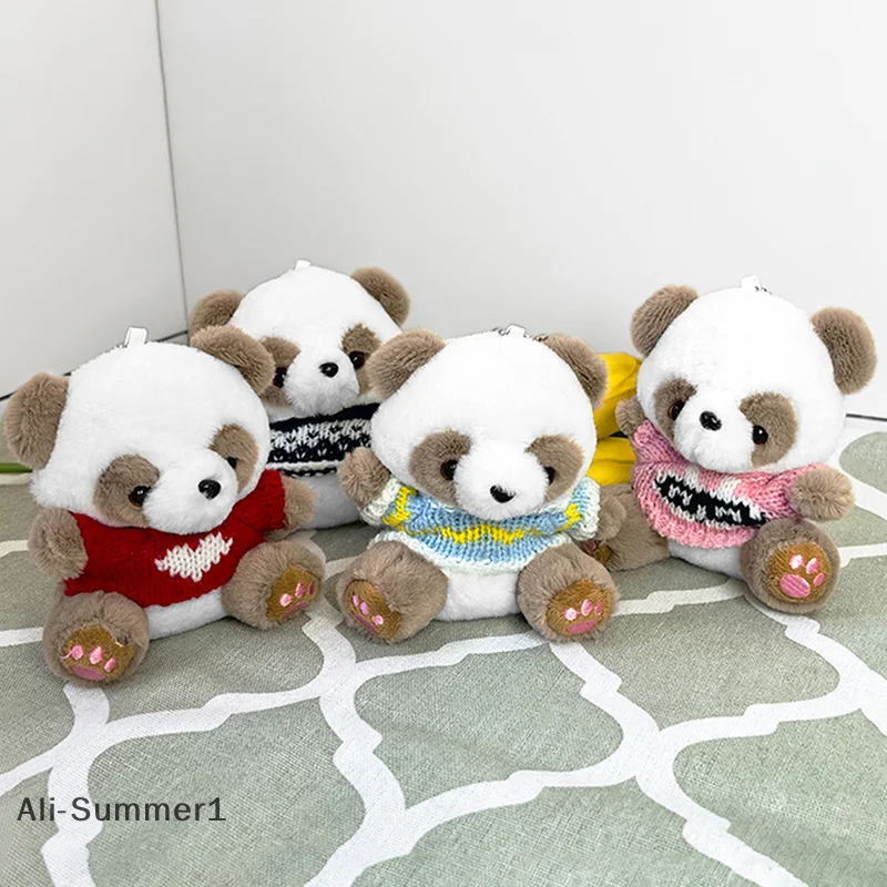 【E】Cute Dressing Panda Children Plush Toys Couple Keychain Pendant Cute Teddy Bear Plush Toy