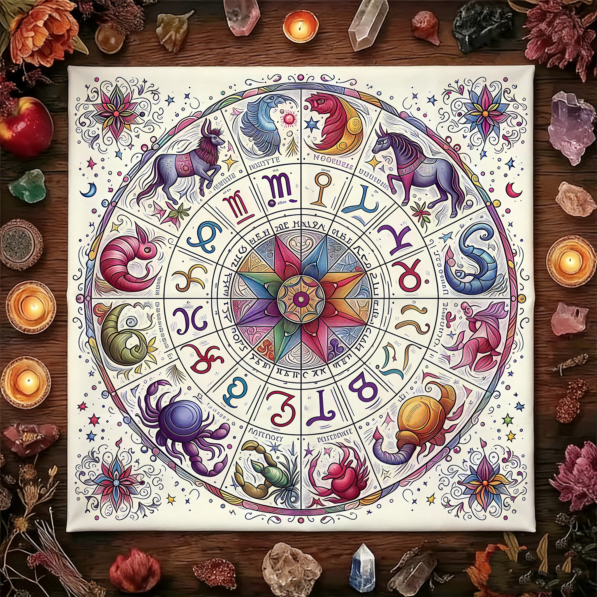 1pc Sun and Moon Tarot Card Tablecloth, Witchcraft and Astrology Divination Altar Mat, Home Decoration Ceremony Accessories