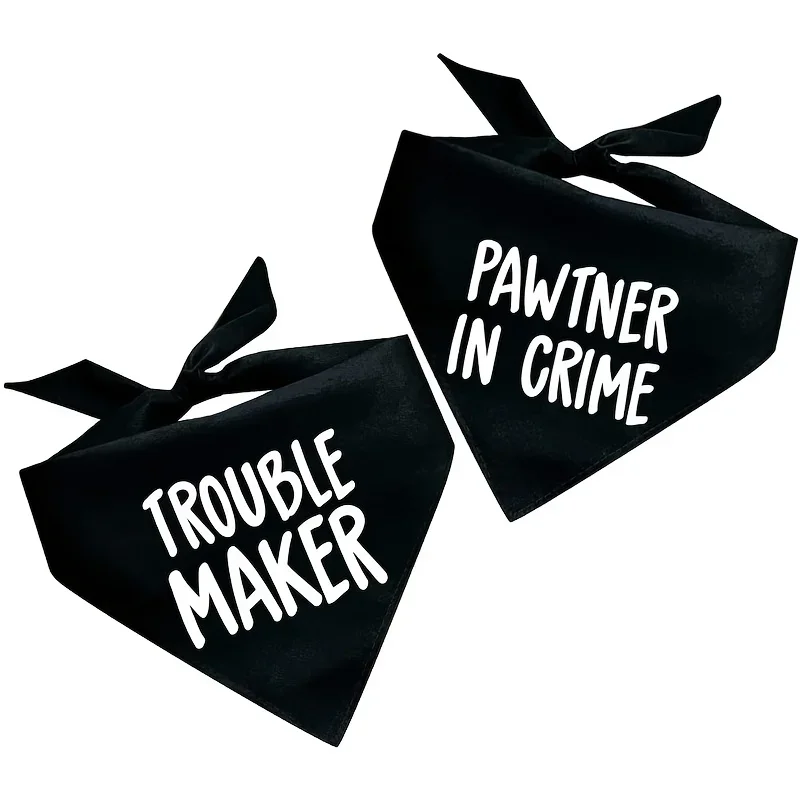 2Pcs Matching Couple Dog Bandanas, 