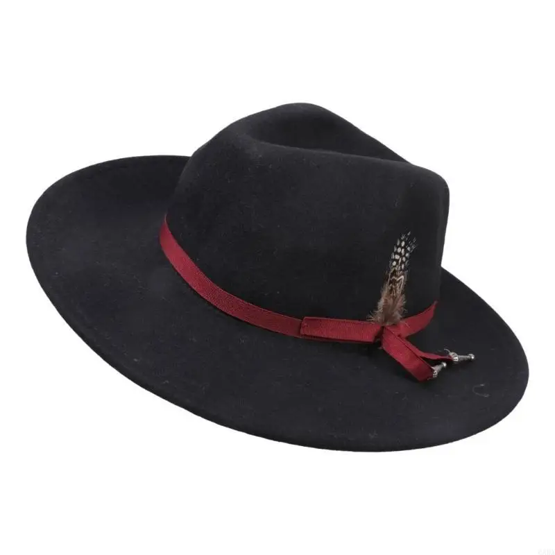 

Unisex Wool Denims Hat Personality Trendy Hat Elegant Wool Felted Men Hat for New Year Parties 6XDA