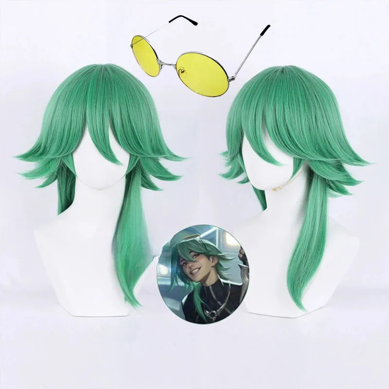 Heartsteel Ezreal Wig Game Cosplay Wig Men Green Hair Ezreal Cosplay Wig Heat Resistant Hair Halloween