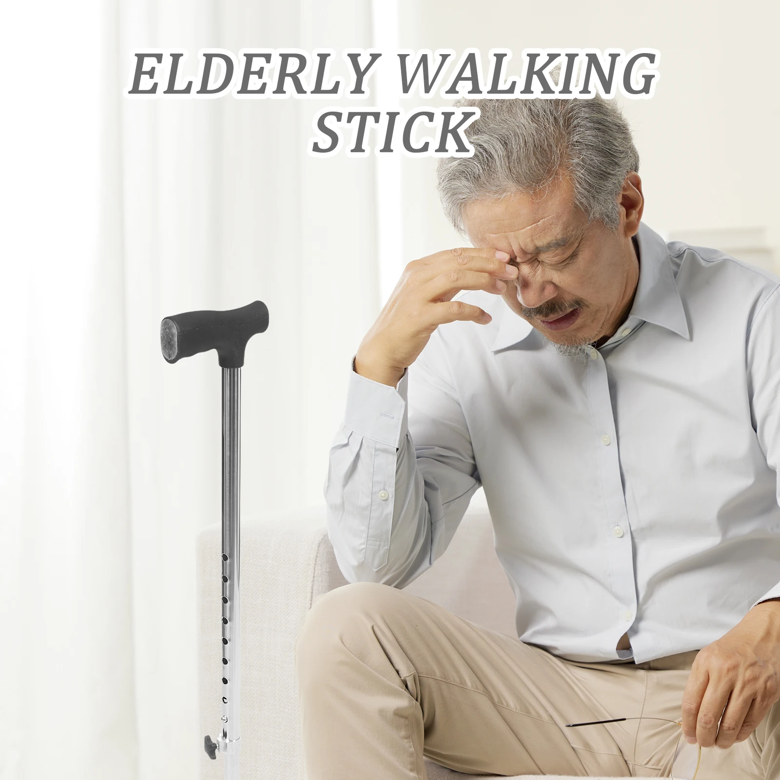 

Adjustable 4-Legged Walking Cane Stainless Steel Frame Non-Slip Rubber Tip For Elderly Seniors Hiking Trekking Camping