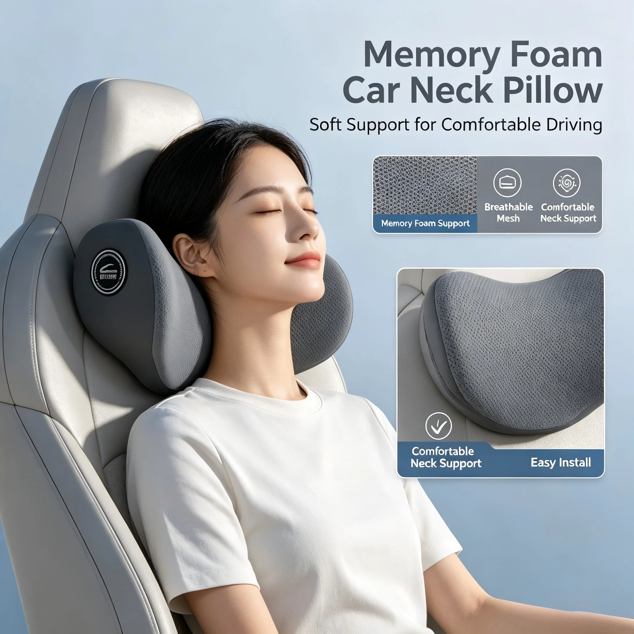 Icaroom Memory Foam Car Headrest Neck Support Lumbar Pillow Hollow Vehicle Comfort And Support Headrests for Cars