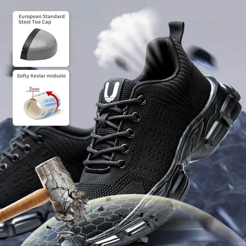 Work Sneakers Steel Toe Shoes Women's Safety Shoes Stab-Proof Work Shoes Boots Fashion indestructible footwear safety