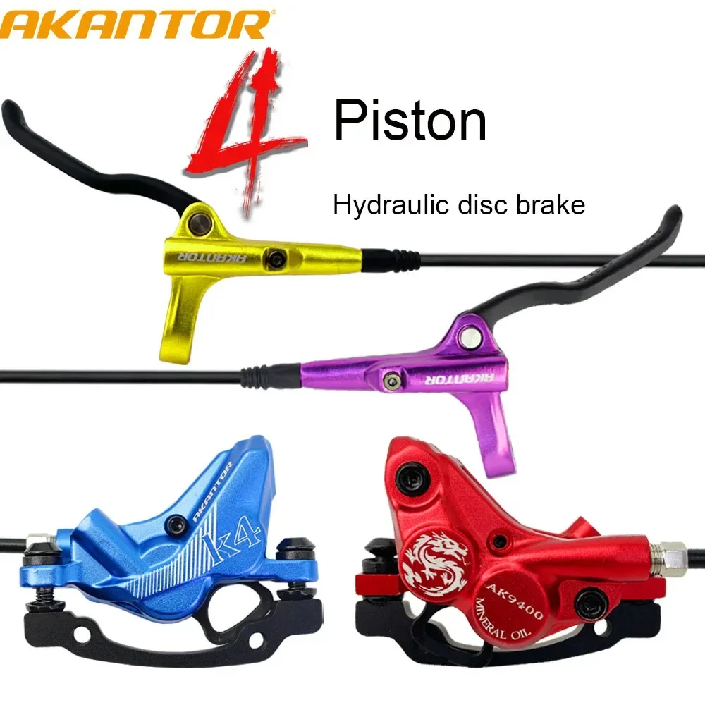 AKANTOR Hydraulic Disc Brake Kit for Mountain Bikes, High Performance 4-piston Oil Brake System for 160mm Diameter Discs