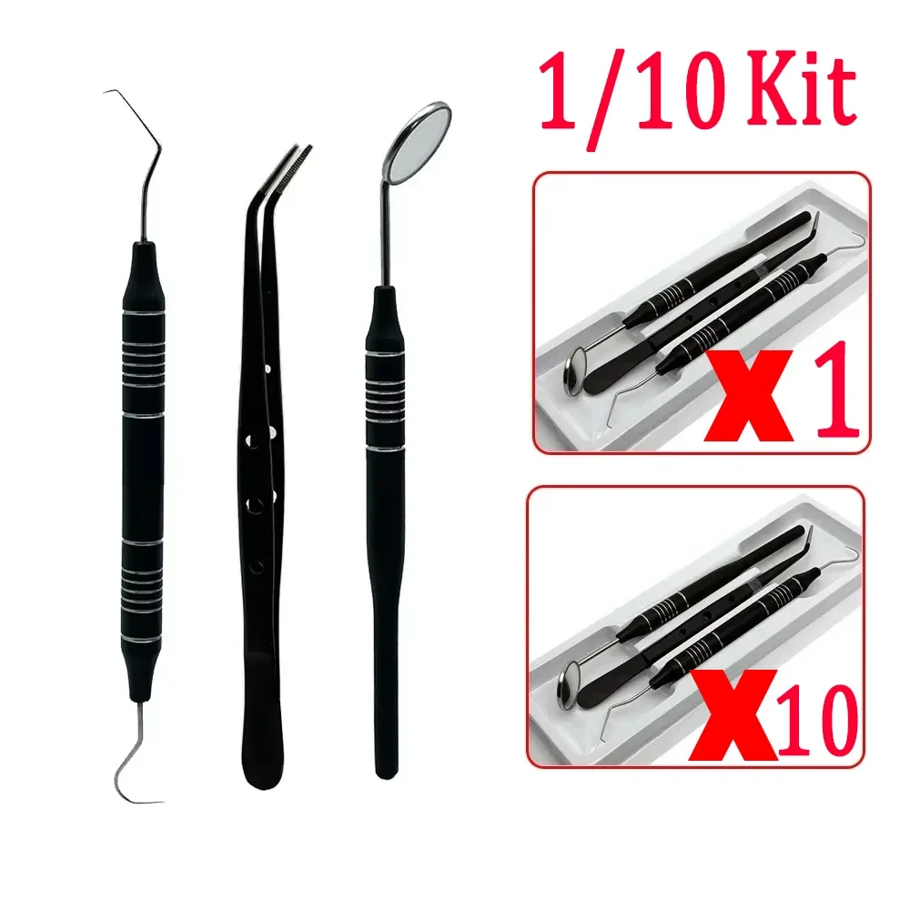

1/10Kit Dentistry Instrument Dental Mouth Mirror Tweezers Curve Probe Dentist Instrument Teeth Care Cleaning