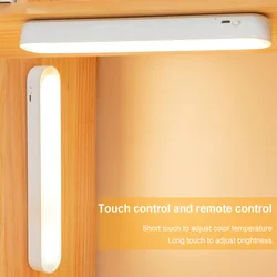 Magnetic Light Bar LED Desk Lamp 3 Light Colors Reading Light Rechargeable Small Night Light for Kitchen Bathroom Dorm
