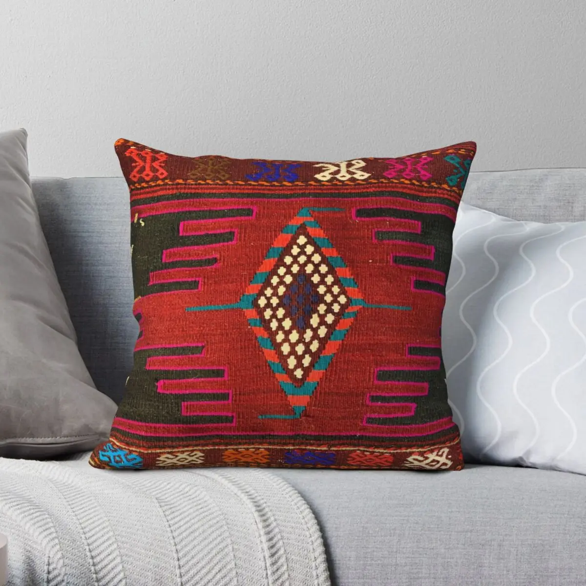 Decorative Navaho Weave Textile Pillowcase Polyester Linen Velvet Zip Decorative Throw Pillow Case Bed Cushion Cover 45x45