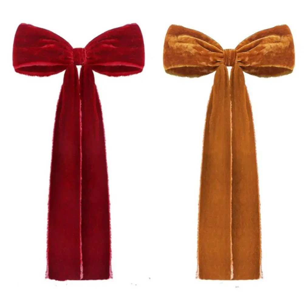 1 Pita Natal Besar Merah, Pita Beludru Sobek Tangan, Pita Natal Luar Ruangan, Lingkaran Beludru untuk Dekorasi Pintu Depan