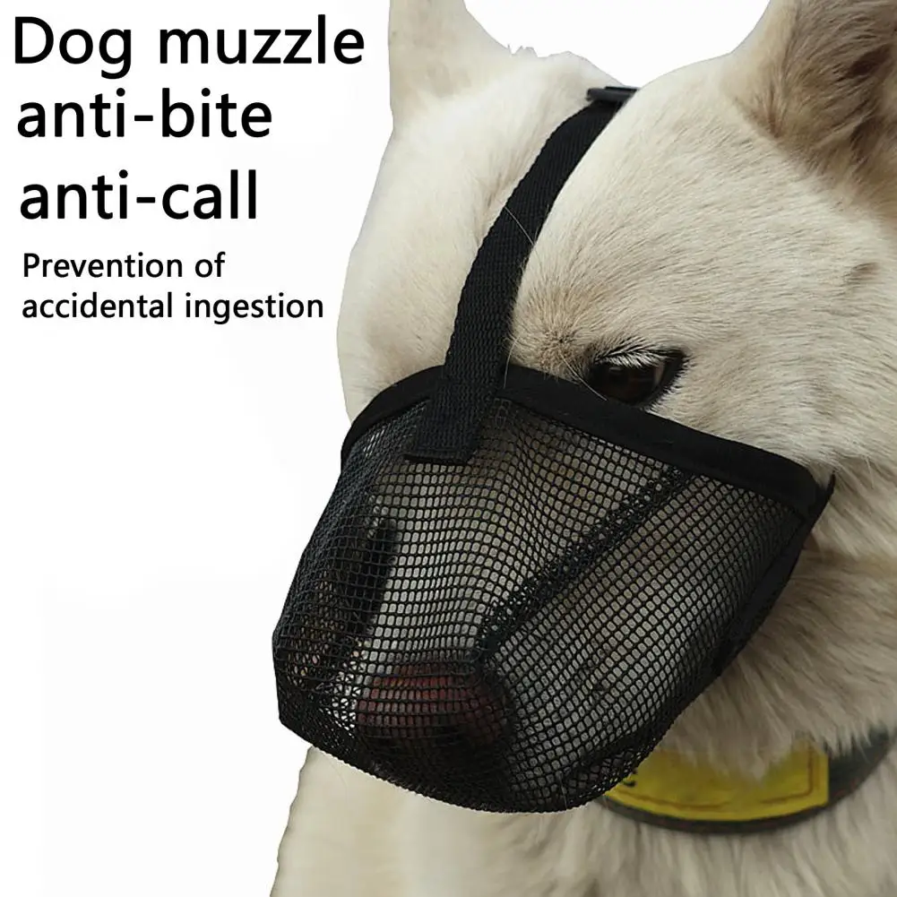 Adjustable Dog Muzzle Breathable Mesh Dog Muzzle for Medium to Breeds Adjustable Anti-biting Mouthguard Black for Walks for Vet