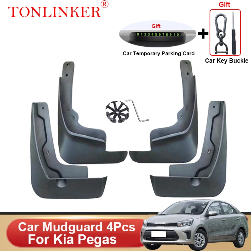 TONLINKER Car Mudguard For Kia Pegas Sedan 2017 2018-2022 2023 Mudguards Splash Guards Front Rear Fender Mudflaps Accessories