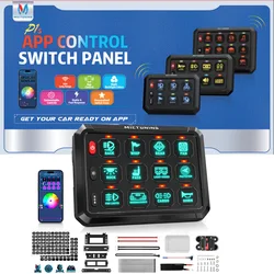 MICTUNING RGB App 8/12 갱 스위치 패널, Bluetooth 및 APP 제어 토글/순간/펄스 모드 LED On-Off 자동차용 Led 스위치