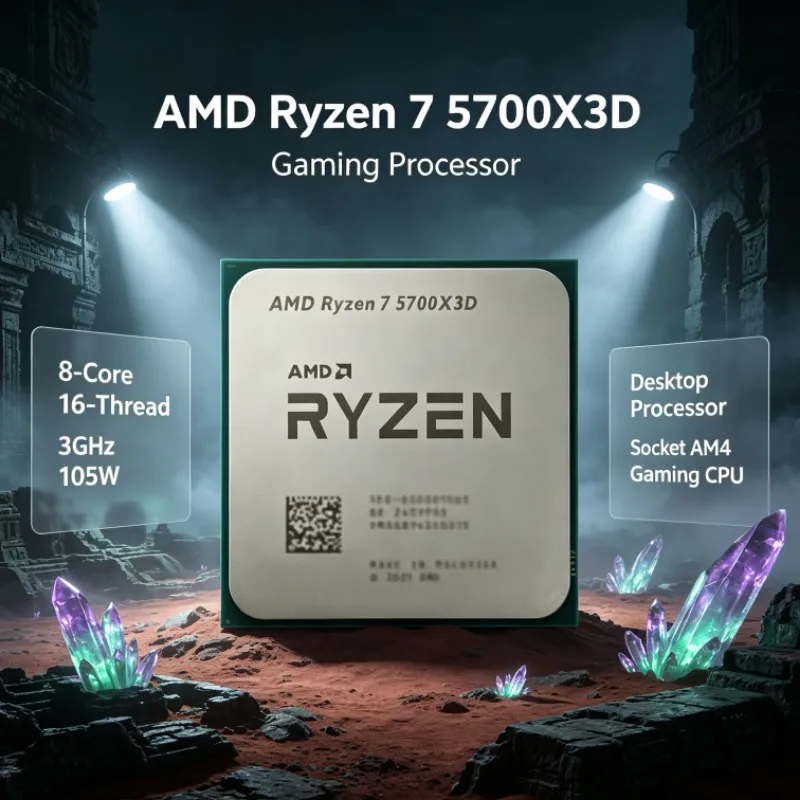 AMD Ryzen R7 5700X3D Computer Processor 8 Cores 16 Threads 3.0GHz Up to 4.1GHz Socket AM4 105W DDR4