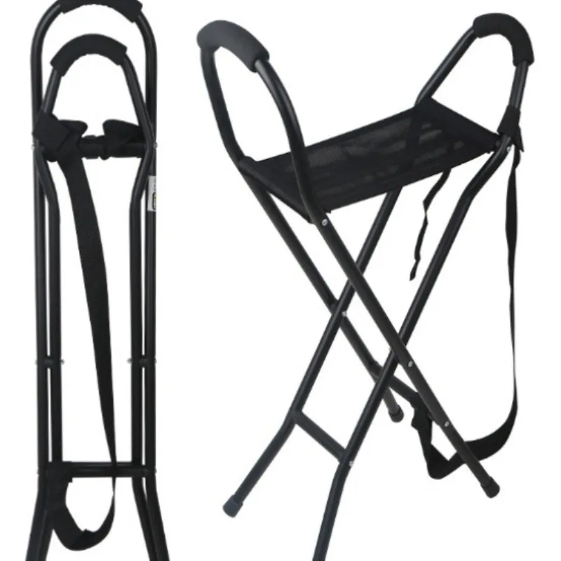 

Aluminum alloy lightweight four-legged cane stool for the elderly folding portable cane chair