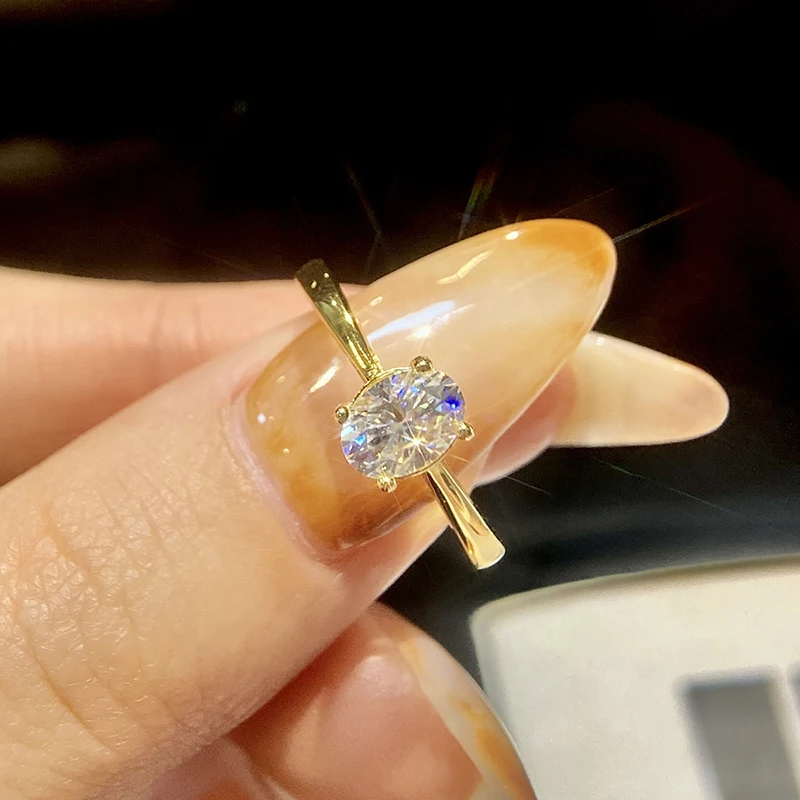 

GRA 1.5 Carat Brilliant Oval Moissanite Diamond Engagement Wedding Rings for Women Real 925 Sterling Silver Fine Jewelry