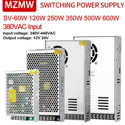 MZMW 60W 120W 250W 350W 500W 600W Switching Power Supply Three-phase 380VAC Input AC To DC 12V 24V Single Output SMPS SV Series