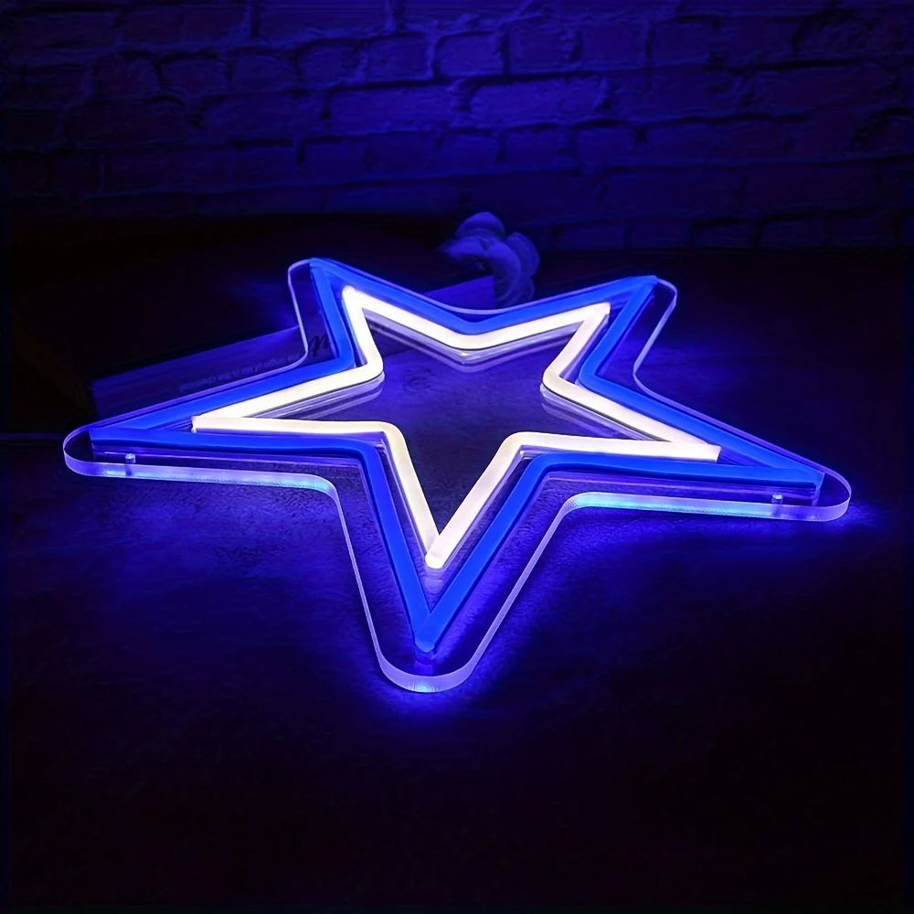 Star Neon Sign Dimmable Game Star Neon Lights for Bedroom Man Cave Holiday Party Room Game Room Decor USB Powered Gamer Gifts