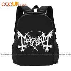 Mayhem White Logo Band Backpack Large Capacity Newest Creative Personalised Outdoor Running