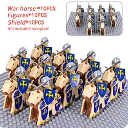 MOC Medieval Knights Wars of the Roses Kinghts Soldiers Shield War Horse WarHorse Action Figures Building Blocks Bricks kids Toy